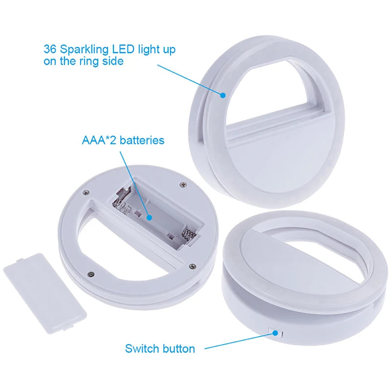 LED Flash Phone Lens Light Adjustable Selfie Ring Light For Cell Smartphones for Tiktok Video Live Fill Lamp Women Make up Light