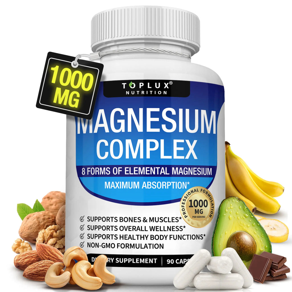 Unlock Restful Nights with Toplux Magnesium Complex - 1000mg of 8 Essential Magnesium Forms for Ultimate Wellness